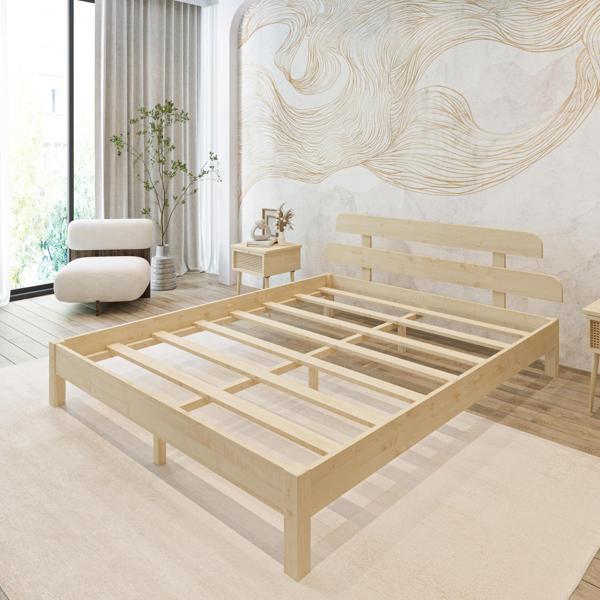 Renazzo Mobilya Lotus  Model Vernikli Çam Ahşap Karyola 90x190 cm - Image 1