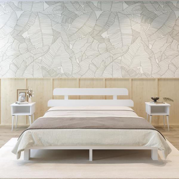 Renazzo Mobilya Lotus New Model Beyaz Renk Ahşap Karyola Ve İki komodin Set 90x190 cm - Image 1