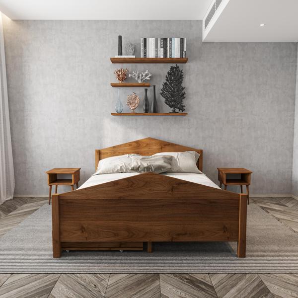 Renazzo Mobilya Milano Model Dört Çekmeceli Ceviz Renk Çam Ahşap Karyola 120x200 cm - Image 1
