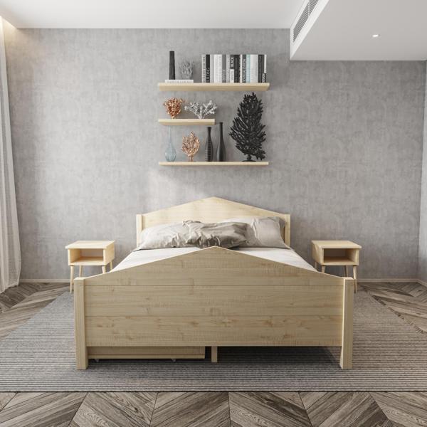 Renazzo Mobilya Milano Model İki Çekmeceli Doğal Çam Ahşap Karyola 150x200 cm - Image 1