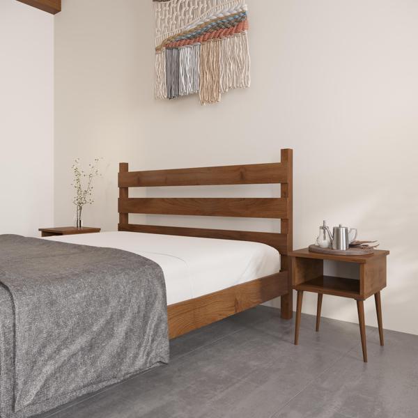 Renazzo Mobilya Natura Model Ceviz Renk Çam Ahşap Karyola 90x190 cm - Image 1