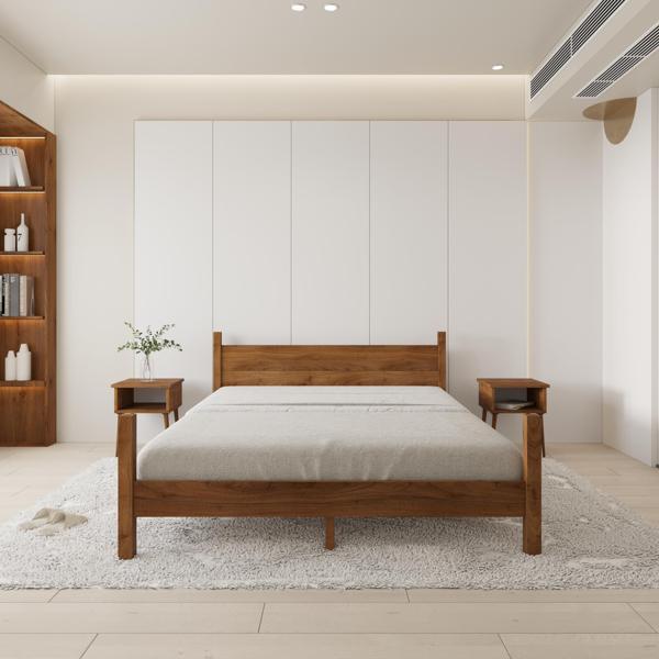 Renazzo Mobilya Mirage Model Ceviz Renk Çam Ahşap Karyola 140x190 cm - Image 1