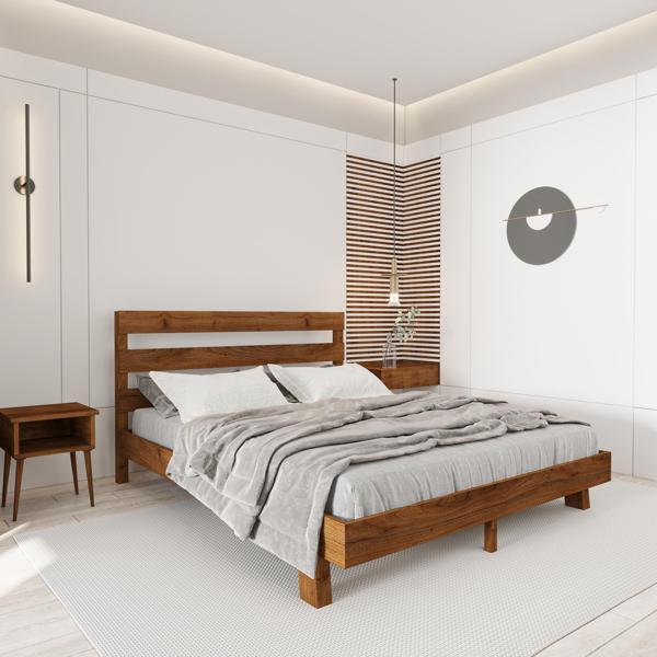 Renazzo Mobilya Natura New Model Ceviz Renk Çam Ahşap Karyola 90x190 cm - Image 1