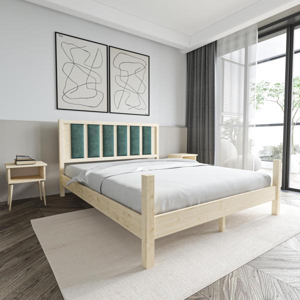 Renazzo Mobilya Orion Model Çağla Yeşili Puflu Başlıklı Vernikli Çam Ahşap Karyola 90x190 cm - Image 1