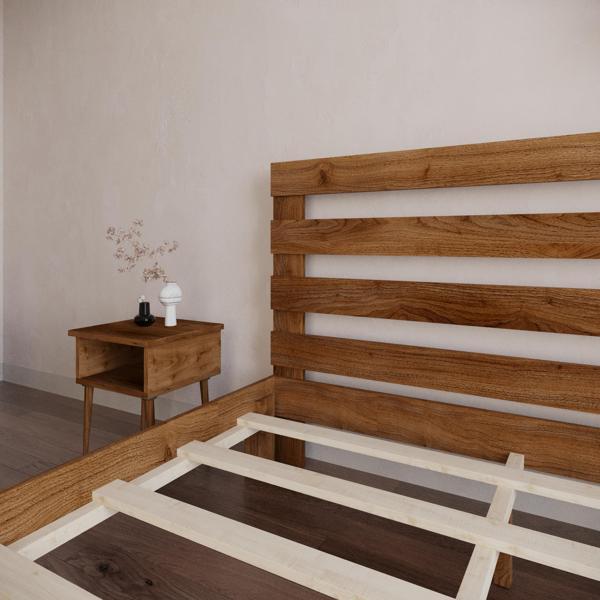 Renazzo Mobilya Urban New Model Ceviz Renk Çam Ahşap Karyola 90x190 cm - Image 1