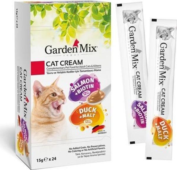 Garden Mix Somonlu ve Ördekli Krema Kedi Ödül Maması 15gr (24'lü) - Image 1