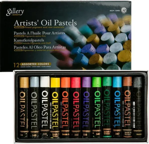 Mungyo Gallery Artists Oil Pastel 12'li Yağlı Pastel Boya Metalik Renkler / MOP-12MN - Image 1