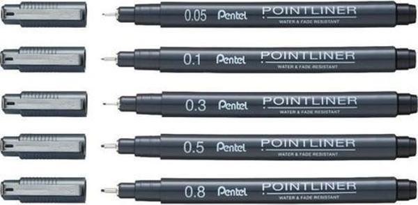 Pentel Pointliner 5'li Teknik Çizim Kalemi Set (0.05-0.1-0.3-0.5-0.8) - Image 1
