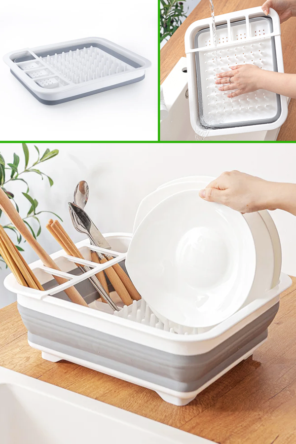Katlanır Bulaşıklık Silikon Akordiyonlu Bulaşık Sepeti Tabaklık | Akordiyonlu BPA İçermez - Image 1
