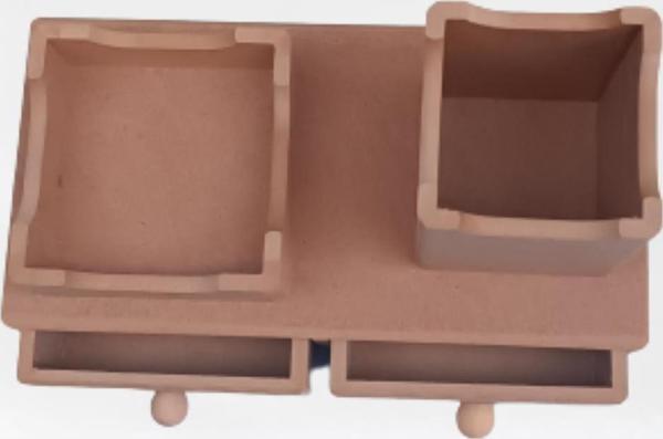 Hobi 90066 Dekoratif Kalemlik Set İkili Model HAM MDF Ahşap Çekmece El yapımı  - Image 1