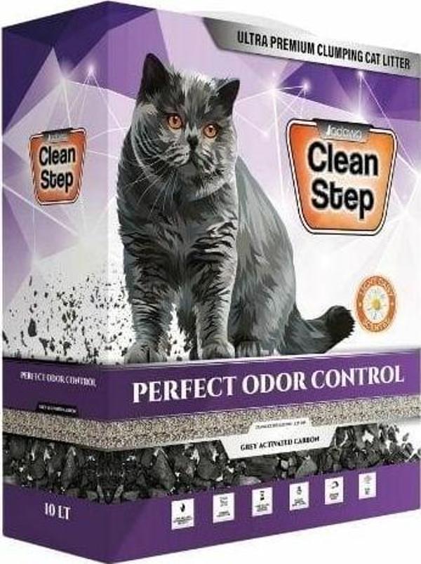 Clean Step Perfect Odor Aktif Karbonlu Papatya Kokulu İnce Taneli Topaklanan Bentonit Kedi Kumu 10 Lt - Image 1