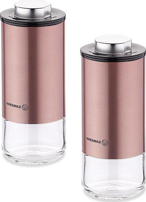 Korkmaz A5521-2 Stora Plus Rosegold Tuzluk Biberlik Seti - Image 1