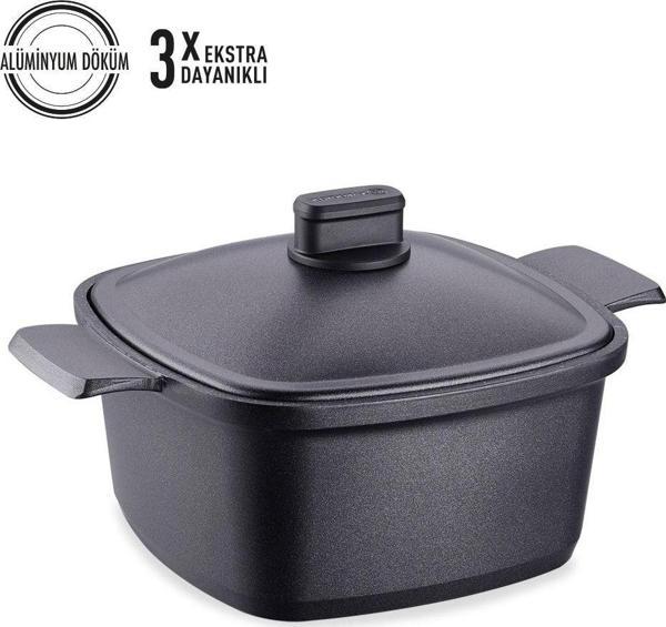 KORKMAZ A2582 CASTERRA KARE DOKUM TENCERE 24X24X11.5 - Image 1