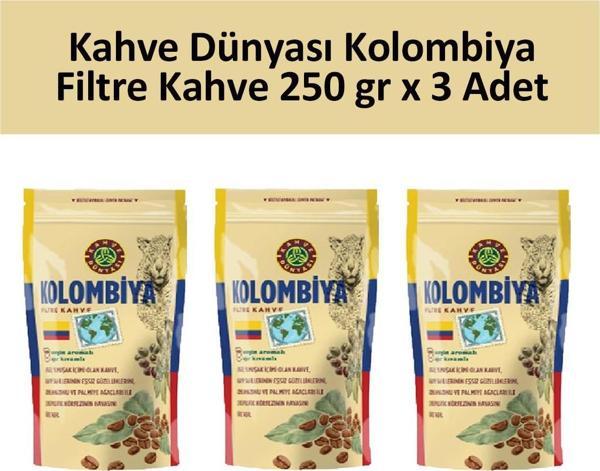 Kahve Dünyası Kolombiya Filtre Kahve 250 gr x 3 Adet - Image 1