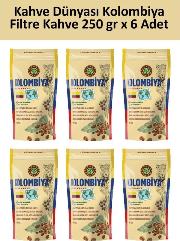 Kahve Dünyası Kolombiya Filtre Kahve 250 gr x 6 Adet - Image 1