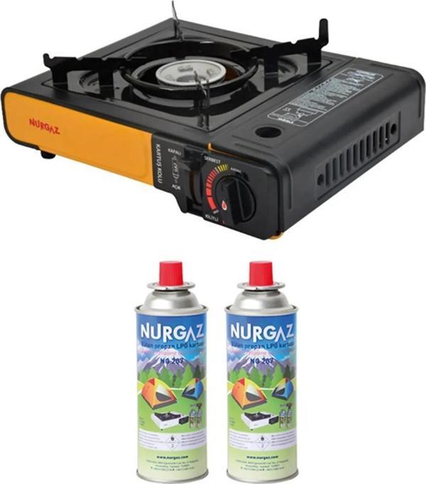 Nurgaz Ng 501 Tekli Portatif Siyah Ocak + 2 Adet Kartuş - Image 1