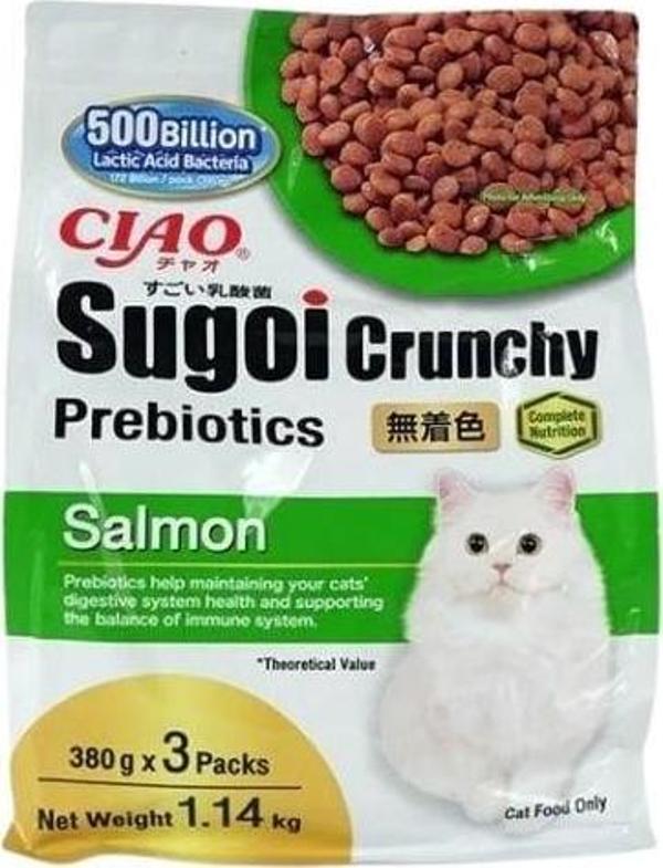 Inaba Ciao Sugoi Crunchy Somonlu Prebiyotik Kedi Maması 380 Gr 3 Adet - Image 1