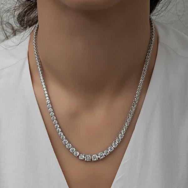 Himarry Gümüş Süzme Beyaz Taşlı Su Yolu Kadın Kolye - Image 1