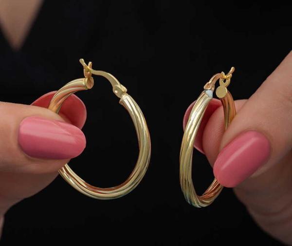 Himarry Gümüş Gold 3 mm Burgu Şarnel Küpe - Image 1