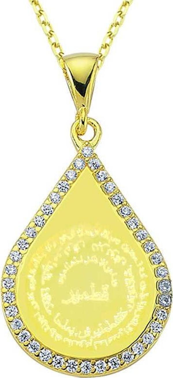 Himarry Gümüş Gold Damla Kıtmir Duası Kadın Kolye - Image 1