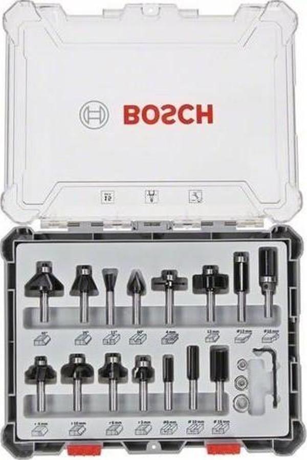 Bosch Karışık Freze Ucu Seti Şaftlı Profesyonel 8 mm 15'li - Image 1