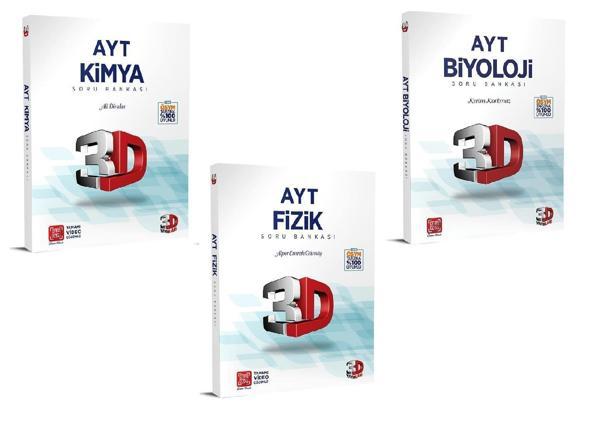 3D Yayınları 2024 Ayt Fizik Kimya Biyoloji Soru Bankası Seti - 3D Yayınları - Image 1
