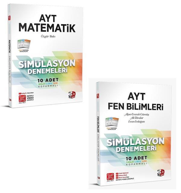 3D Yayınları 2024 Ayt Matematik + Fen Bilimleri Deneme Seti - 3D Yayınları - Image 1
