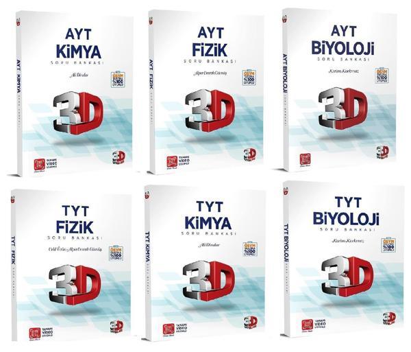 3D Yayınları 2024 Tyt Ayt Fizik Kimya Biyoloji Soru Bankası Seti - 3D Yayınları - Image 1