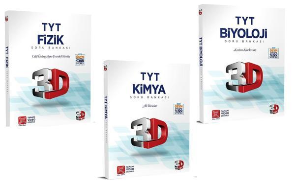 3D Yayınları 2024 Tyt Fizik Kimya Biyoloji Soru Bankası Seti - 3D Yayınları - Image 1