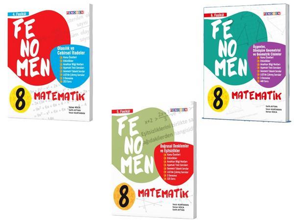 Fenomen Okul 2024 8. Sınıf Matematik 4. 5. 6. Fasikül Seti 3 Kitap - Image 1
