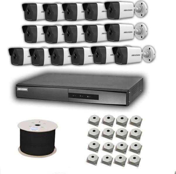 Hikvision 4mp Mikrofonlu 16 Kameralı Tak Çalıştır Hazır IP Kamera Set içinde Hard Disk Yoktur - Image 1