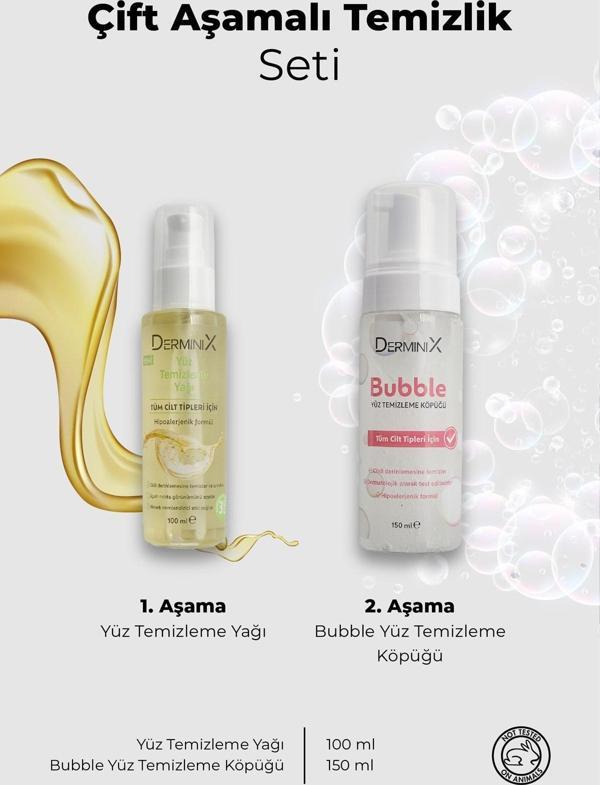 Derminix Yüz Temizleme Yağı, Bubble Yüz Temizleme Köpüğü, Çift Aşamalı Temizlik Face Cleanser - Image 1