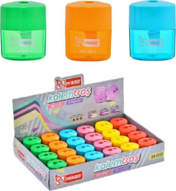 Mikro Çiftli Köşeli Plastik Kutulu Kalemtıraş Mk 1010 - Image 1