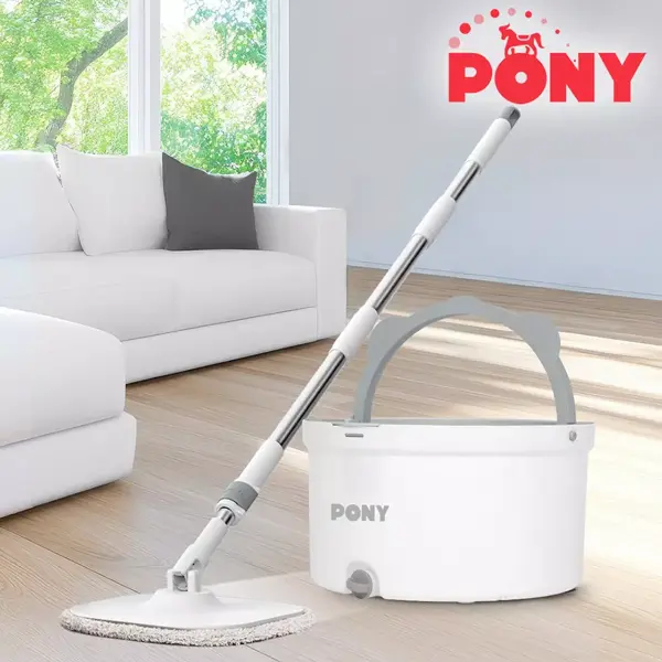 PONY BEYAZ TEMİZ & KİRLİ SUYU AYIRMA ÖZELLİĞİ OTOMATİK TEMİZLİK SETİ MOP PASPAS - Image 1