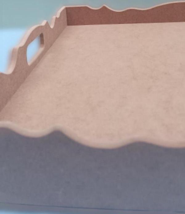 Hobi 90049 Dekoratif Tepsi Ayaklı Dikdörtgen HAM Ahşap MDF Model El Yapımı - Image 1