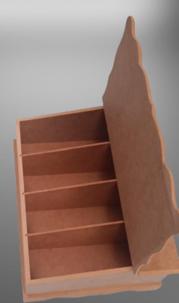 Hobi 90059 Dekoratif Model Bölmeli Çay Kutusu HAM  Ahşap  MDF El Yapımı - Image 1