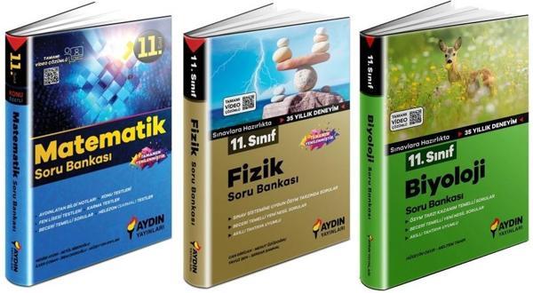Aydın 2024 11. Sınıf Matematik + Fizik + Biyoloji Soru Seti 3 Kitap - Aydın Yayınları - Image 1