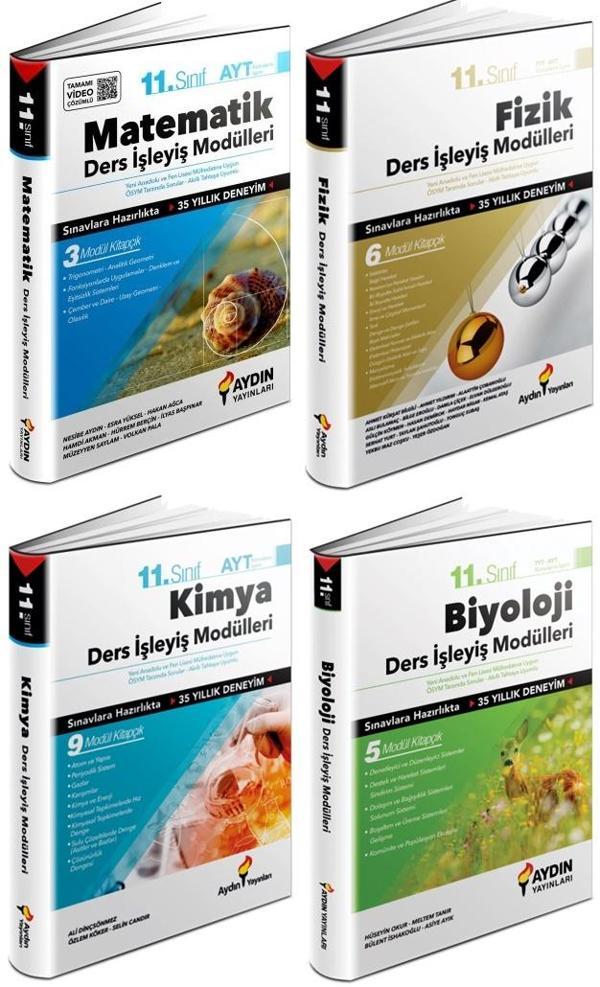 Aydın 2024 11. Sınıf Matematik + Fizik + Kimya + Biyoloji Ders İşleyiş Seti 4 Kitap - Aydın Yayınları - Image 1