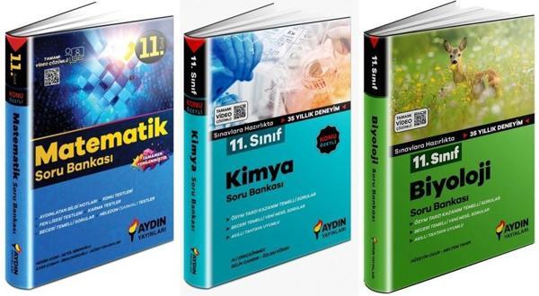 Aydın 2024 11. Sınıf Matematik + Kimya + Biyoloji Soru Seti 3 Kitap - Aydın Yayınları - Image 1