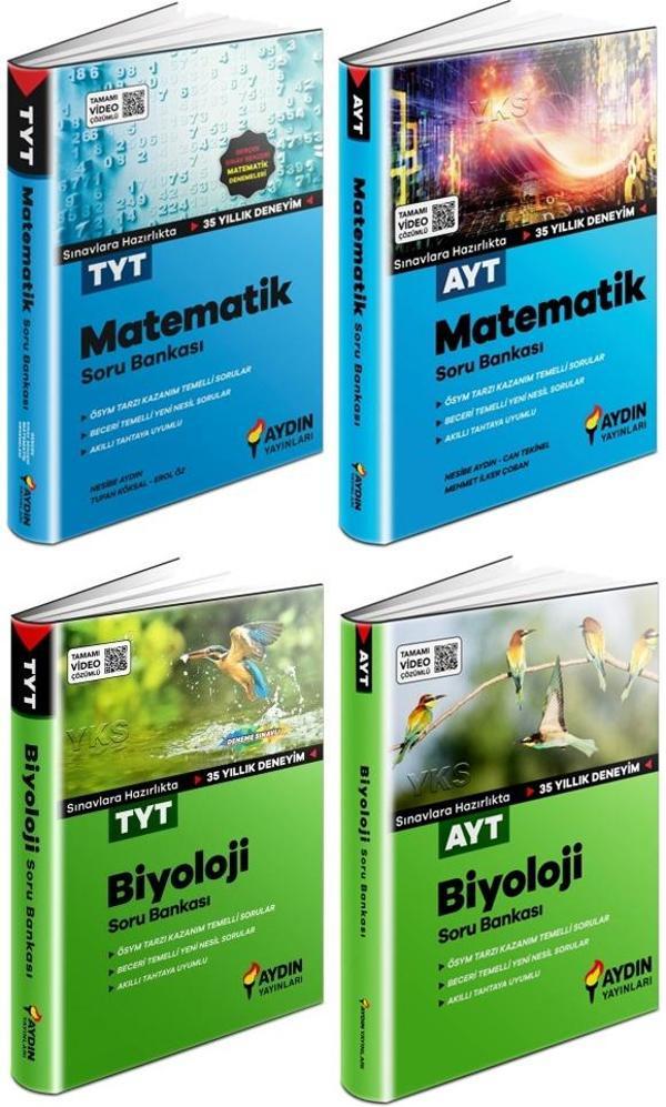 Aydın 2024 Tyt Ayt Matematik + Biyoloji Soru Seti 4 Kitap - Aydın Yayınları - Image 1