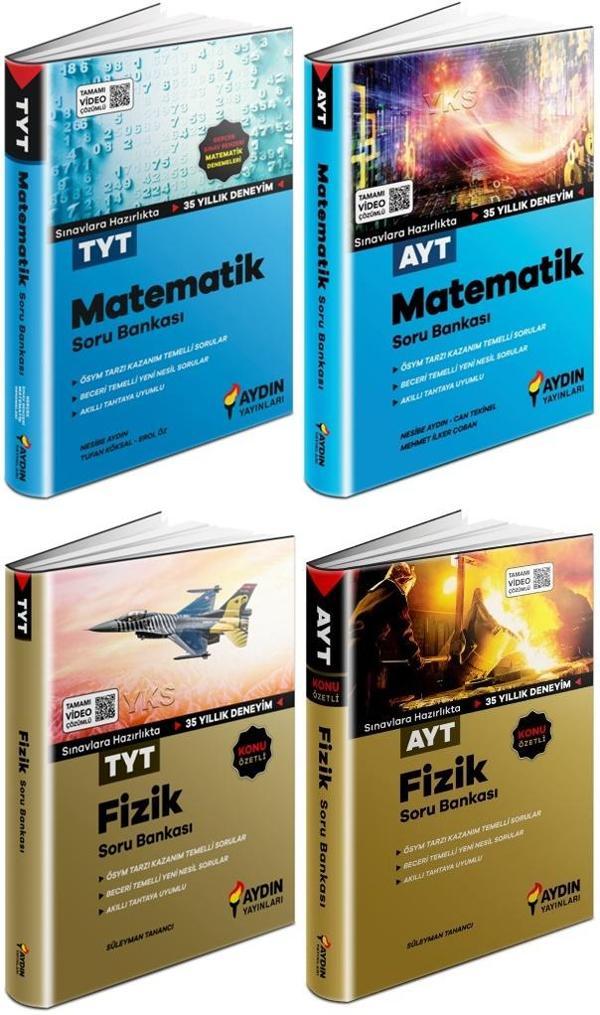 Aydın 2024 Tyt Ayt Matematik + Fizik Soru Seti 4 Kitap - Aydın Yayınları - Image 1