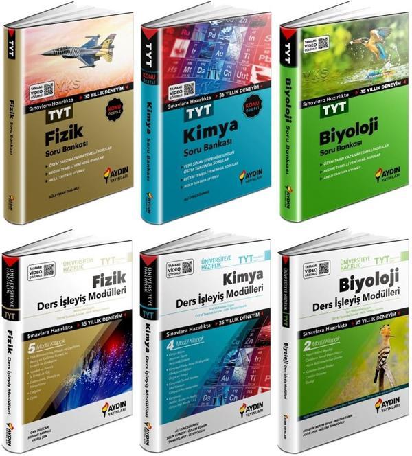 Aydın 2024 Tyt Fizik + Kimya + Biyoloji Soru + Ders İşleyiş Seti 6 Kitap - Aydın Yayınları - Image 1
