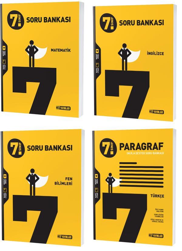 Hız 2024 7. Sınıf Matematik İngilizce Fen Paragraf Soru Seti 4 Kitap - Hız Yayınları - Image 1