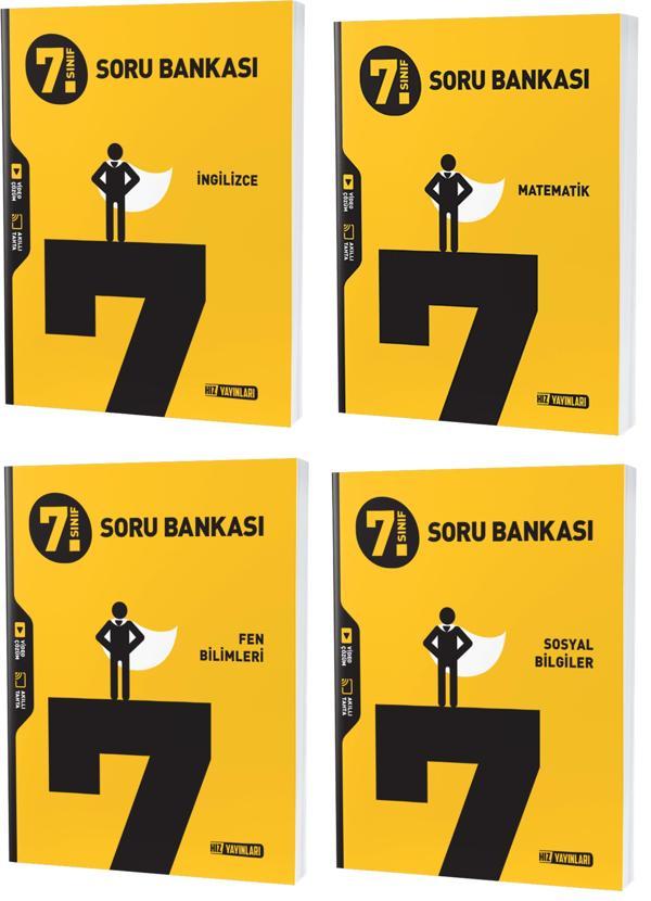 Hız 2024 7. Sınıf Matematik İngilizce Fen Sosyal Soru Seti 4 Kitap - Hız Yayınları - Image 1