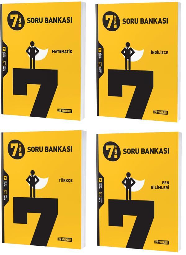 Hız 2024 7. Sınıf Matematik Türkçe Fen İngilizce Soru Seti 4 Kitap - Hız Yayınları - Image 1