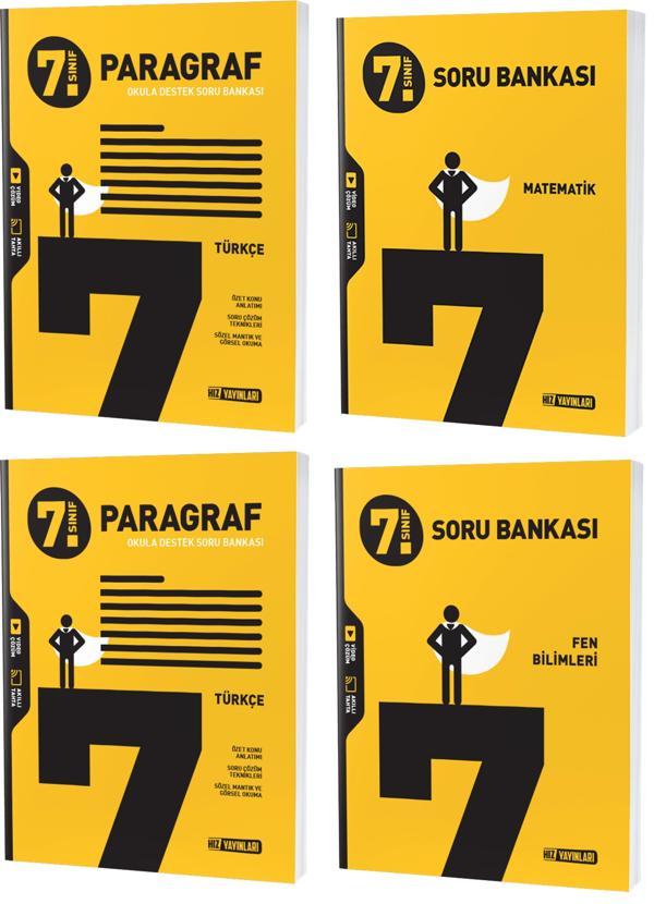 Hız 2024 7. Sınıf Matematik Türkçe Fen Paragraf Soru Seti 4 Kitap - Hız Yayınları - Image 1