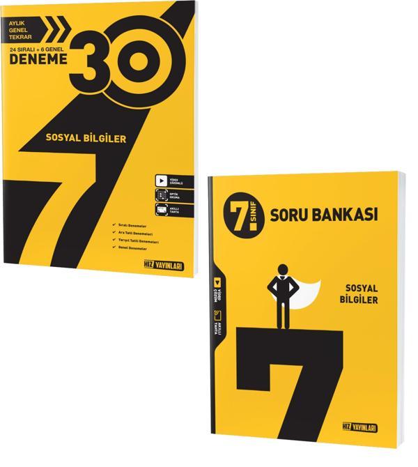 Hız 2024 7. Sınıf Sosyal Bilgiler Soru + Deneme Seti 2 Kitap - Hız Yayınları - Image 1