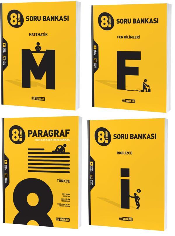 Hız Lgs 2024 8. Sınıf Matematik İngilizce Fen Paragraf Soru Seti 4 Kitap - Hız Yayınları - Image 1