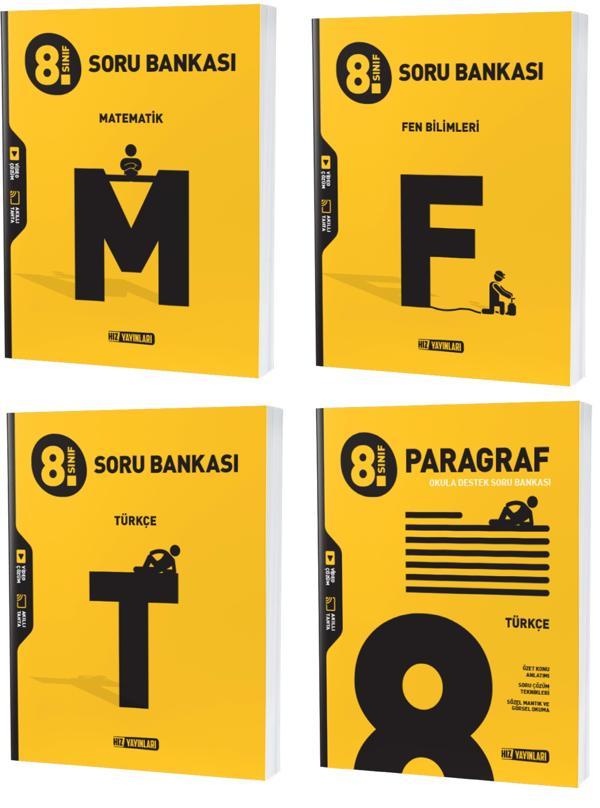 Hız Lgs 2024 8. Sınıf Matematik Türkçe Fen Paragraf Soru Seti 4 Kitap - Hız Yayınları - Image 1