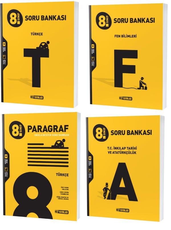 Hız Lgs 2024 8. Sınıf Türkçe Fen İnkılap Tarihi Paragraf Soru Seti 4 Kitap - Hız Yayınları - Image 1